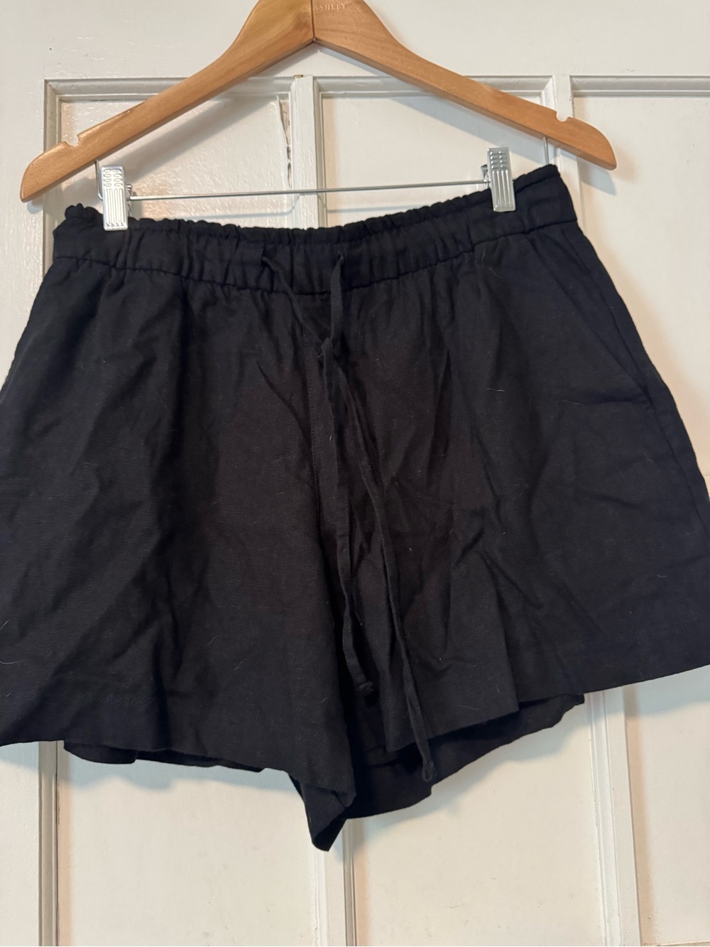 GAP Black High-Waist Drawstring Linen Shorts